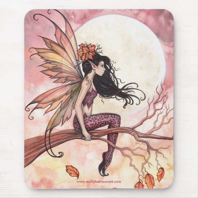 Full Moon in Autumn Fairy Mousepad (Front)
