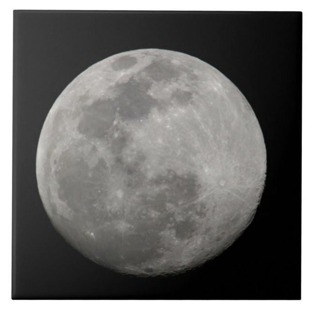 Full moon in black and white. Credit as: Arthur Ceramic Tile (Front)
