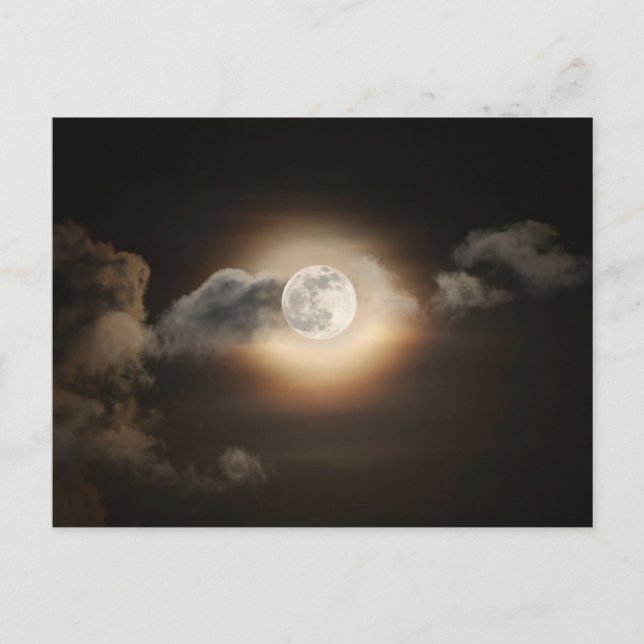 Full Moon in Cloudy Night Postcard (Front)