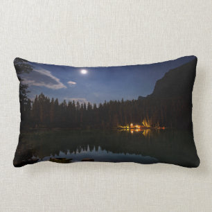 Full Moon Lake Louise, Canada Lumbar Cushion