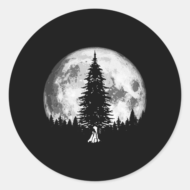 Full Moon Minimalist E Tree Classic Round Sticker (Front)