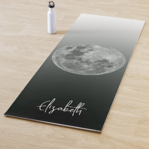 Full Moon Name Ombre Black and White Yoga Mat