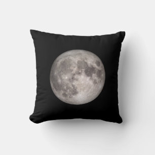 Full moon NASA photo black throw pillow