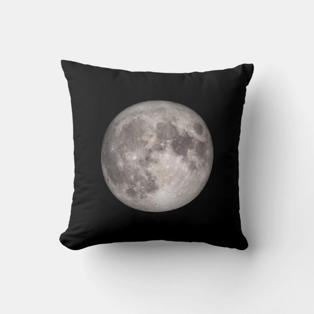 Full moon NASA photo black throw pillow (Front)