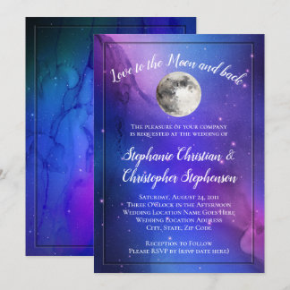 Full Moon Nebula Celestial Outer Space Wedding Invitation