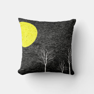 Full Moon Night Abstract Painting Cushion