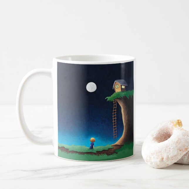 Full Moon Night Sky Coffee Mug (With Donut)