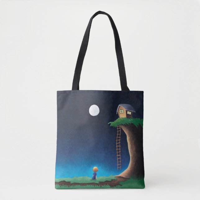 Full Moon Night Sky Tote Bag (Front)