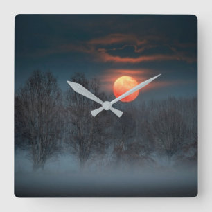 Full Moon November in Scalenghe, Italy Square Wall Clock