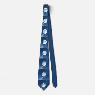 Full Moon on a Blue Starry Sky Astronomy Tie