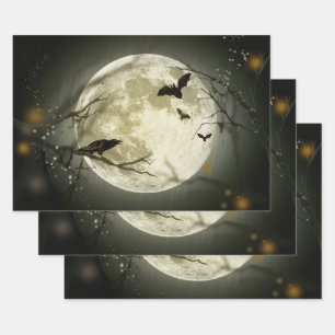 Full Moon on Halloween Wrapping Paper Sheet