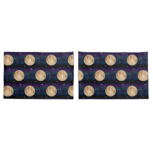 Full Moon on Starry Night Hand Drawn   Pillowcase