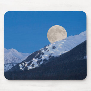 Full Moon Over Alyeska Ski Resort, Alaska Mouse Pad