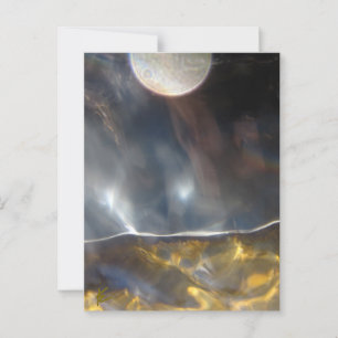 Full Moon Over Golden Land, Peaceful, Esoteric Postcard