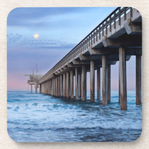Full moon over pier, California Coaster