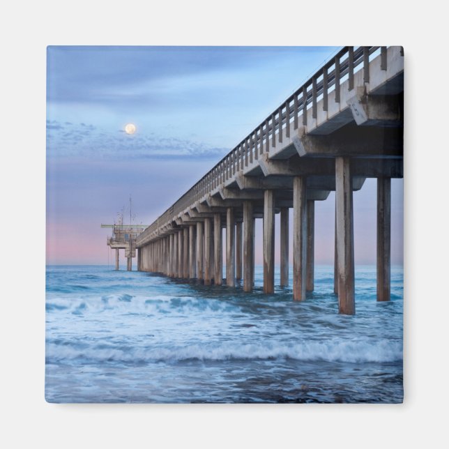 Full moon over pier, California Magnet (Front)