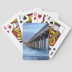 Full moon over pier, California Playing Cards