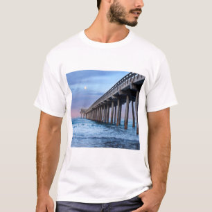 Full moon over pier, California T-Shirt