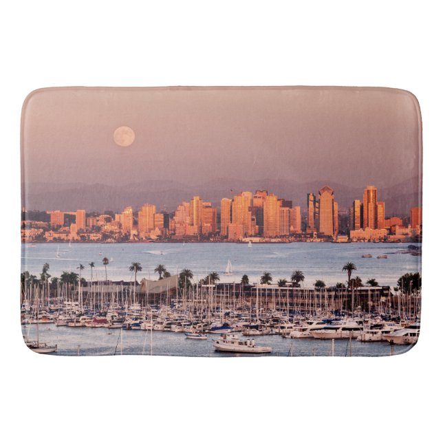 Full Moon over San Diego Bath Mat (Front)
