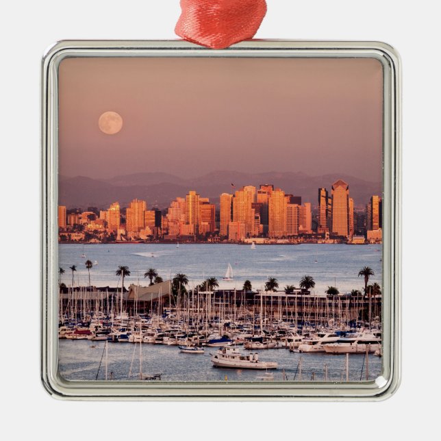 Full Moon over San Diego Metal Ornament (Front)