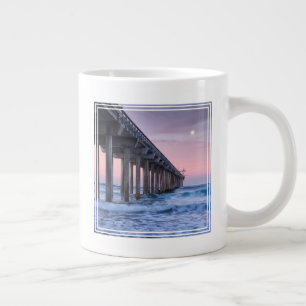 Full Moon Over Scripps Pier Large Coffee Mug