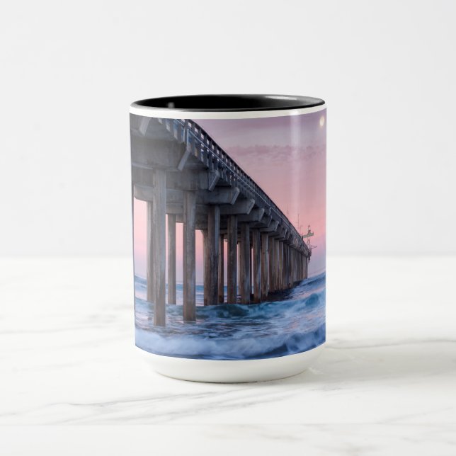 Full Moon Over Scripps Pier Mug (Center)