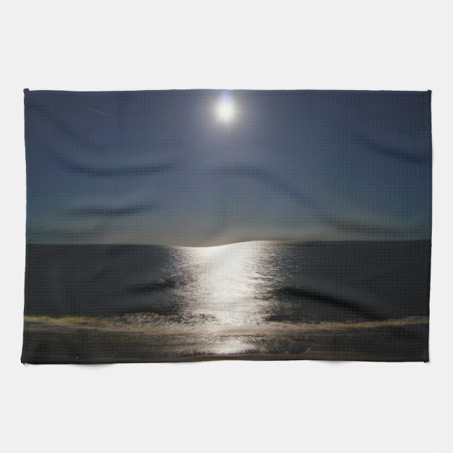 Full moon over the Atlantic Tea Towel (Horizontal)