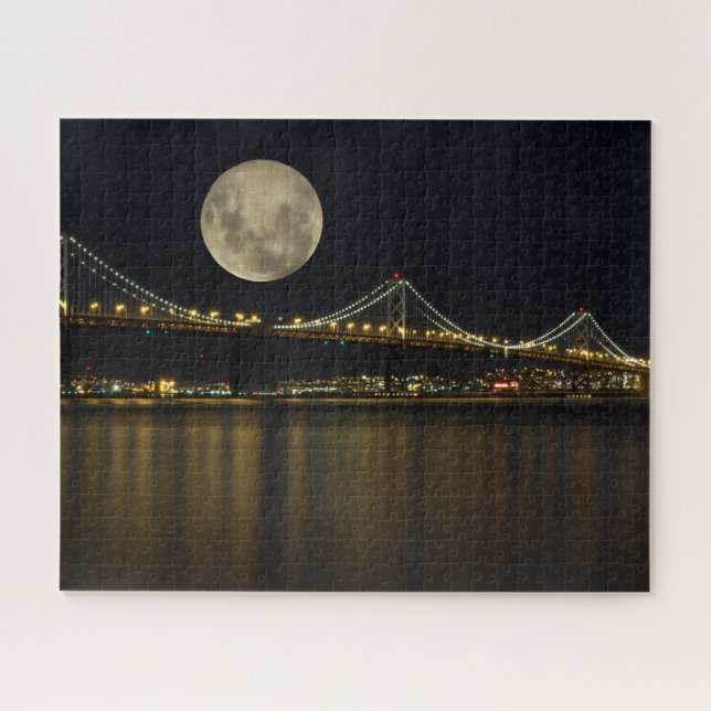 Full Moon Over the Bay Bridge Jigsaw Puzzle (Horizontal)