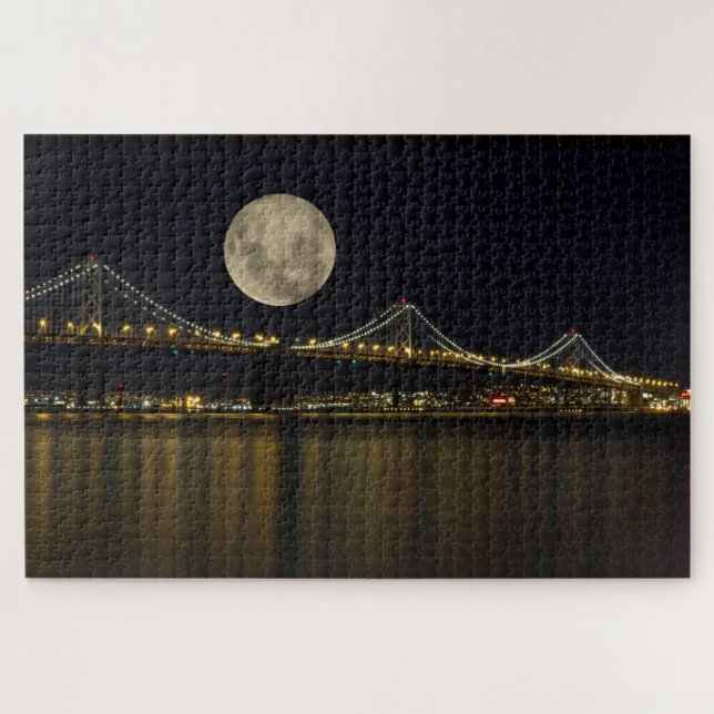 Full Moon Over the Bay Bridge Jigsaw Puzzle (Horizontal)
