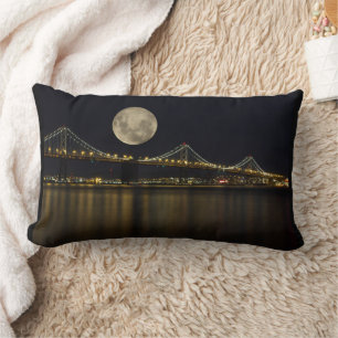 Full Moon Over the Bay Bridge Lumbar Cushion