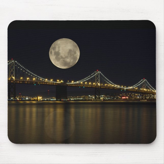 Full Moon Over the Bay Bridge Mouse Pad (Front)