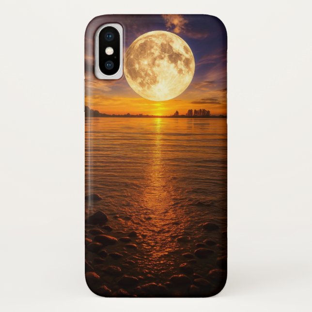 Full Moon Over Tranquil Lake Mobile Case (Back)