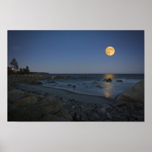 Full Moon Over White Point Poster