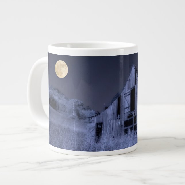 Full Moon Overhead | Old Weathered Barn Large Coffee Mug (Front Left)