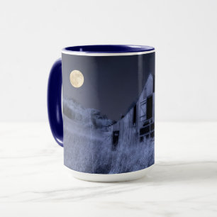 Full Moon Overhead Old Weathered Barn Mug