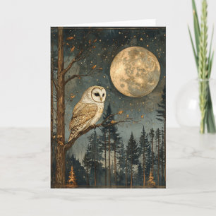 Full Moon Owl Blank Card