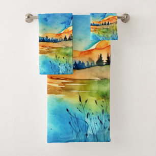 Full Moon Painting Bath Towel Set