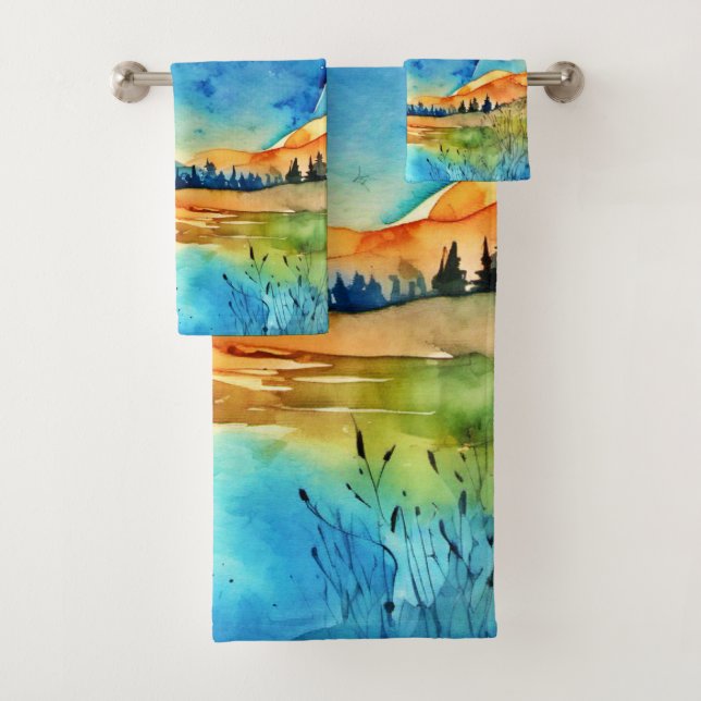 Full Moon Painting Bath Towel Set (Insitu)