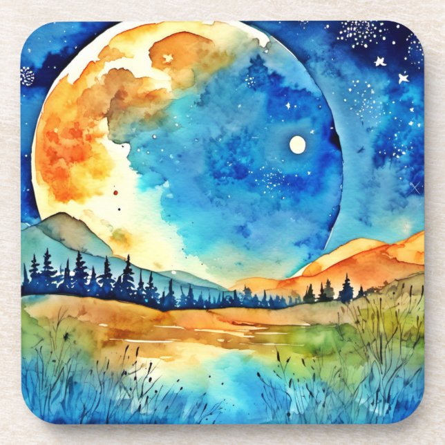 Full Moon Painting Coaster (Front)