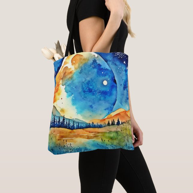 Full Moon Painting Tote Bag (Close Up)