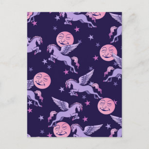 Full Moon Pegasus Art Moon Man Magical Full Moon Postcard
