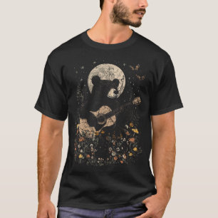 Full Moon Phases Cycle Cottagecore Bear Playing Gu T-Shirt