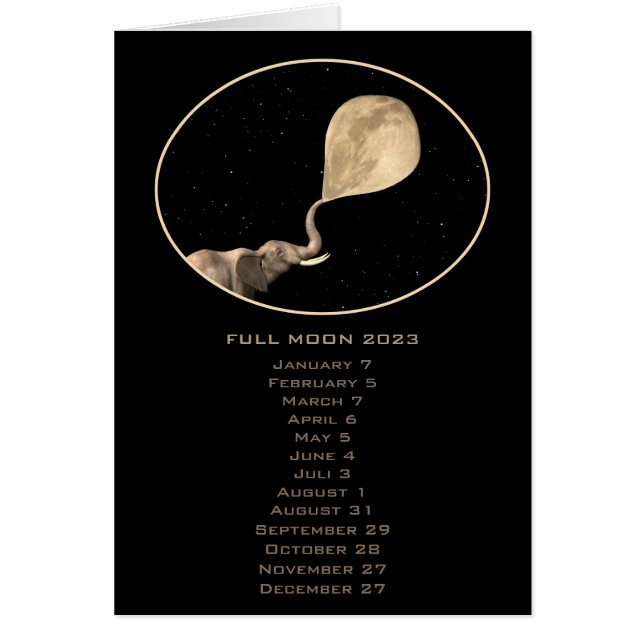 Full Moon Phases Dates Elephant Calendar 2023 (Front)