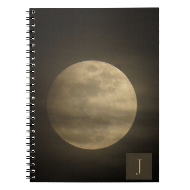 Full moon photo with gentle wispy clouds notebook (Front)