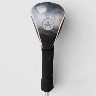  Full moon photo with monogram and name Golf Head Cover