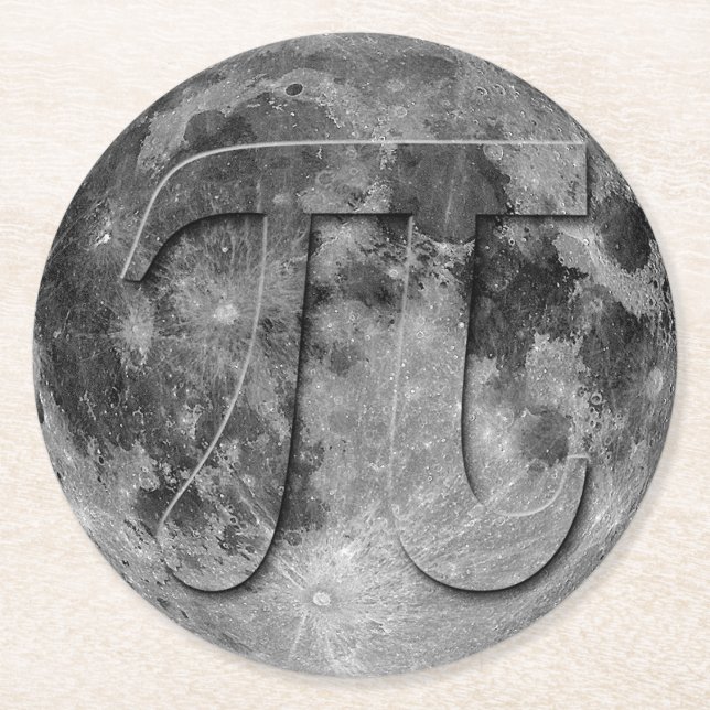 Full Moon Pi Day Fun Round Paper Coaster (Front)