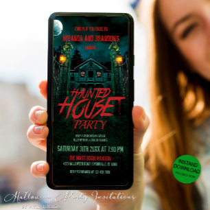 Full Moon Pumpkins Haunted House Halloween Invite