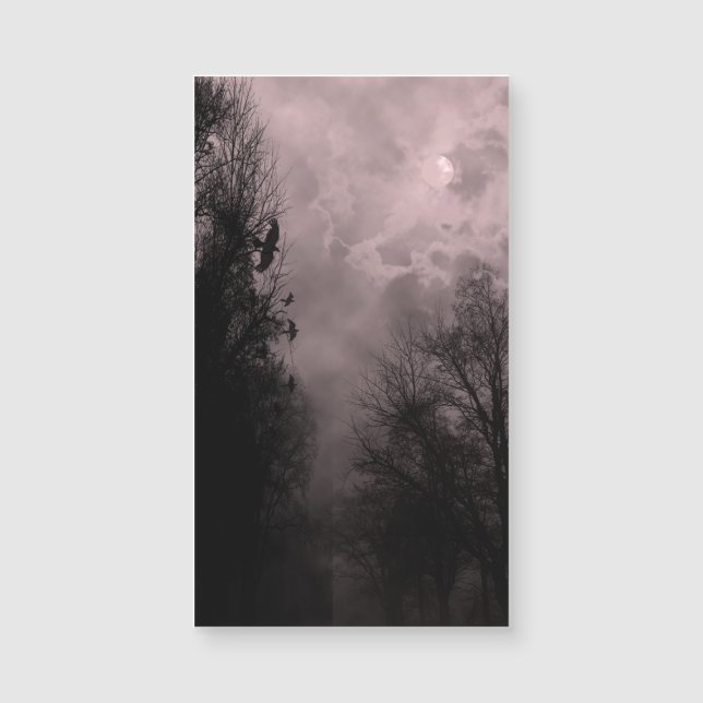 Full Moon Red Haunted Sky and Ravens Business Card (Front)