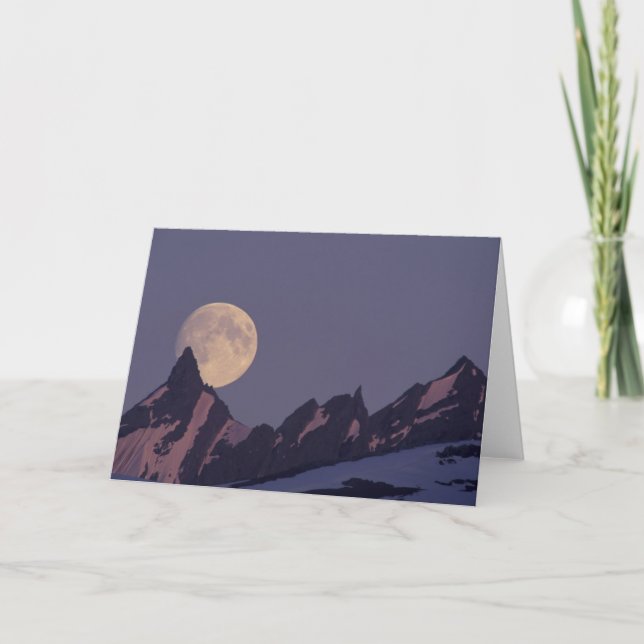 Full Moon Rises | Chugach Mountains Alaska Card (Front)