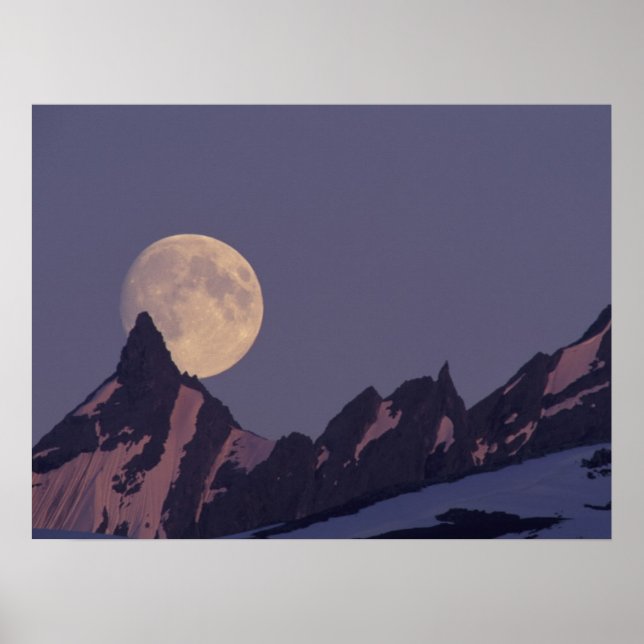 Full Moon Rises | Chugach Mountains Alaska Poster (Front)